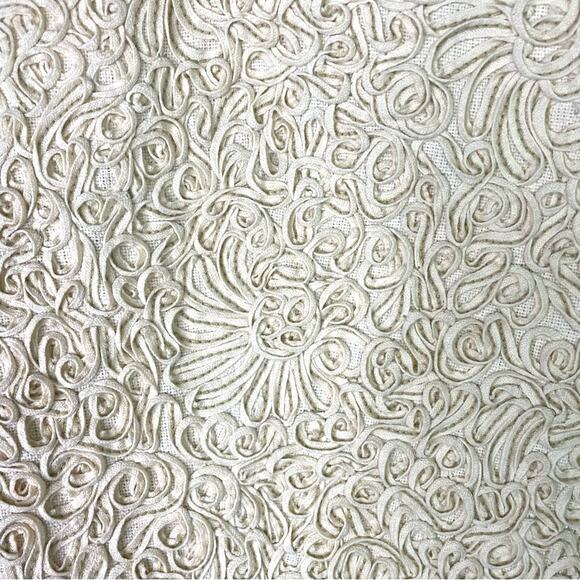 Vintage Cream Vest Ribbon Squiggle Floral Pattern M - Picture 4 of 6